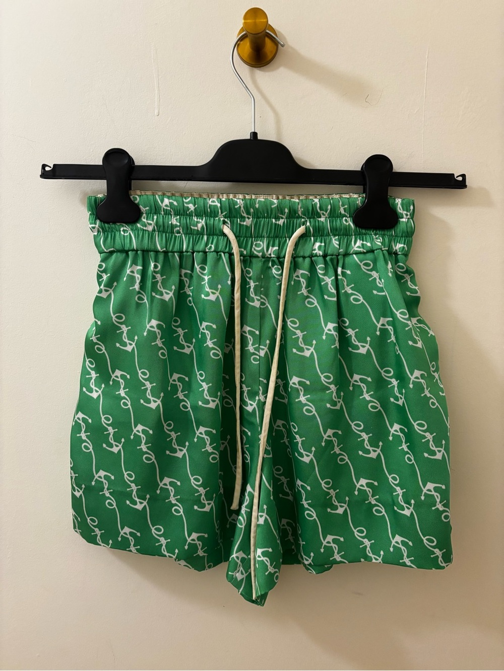 Sandro Green Anchor-Print Women's Drawstring Shorts